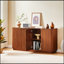 Buffet 63 po à rayures verticales avec rangement Stoarge, forme ondulée, meuble télé, pour chambre à coucher, salon, couloir, l 63 po x P 15,75 po x H 31,5 po.-92751185