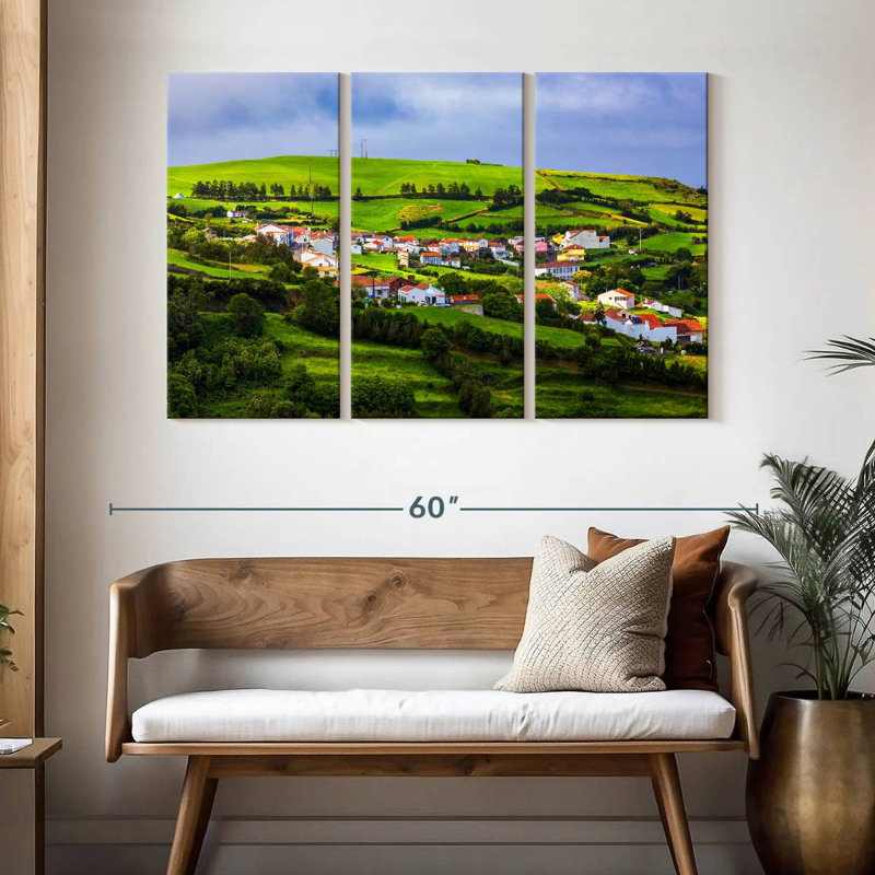 Vue aérienne des Açores, H 32 po x l 50 po