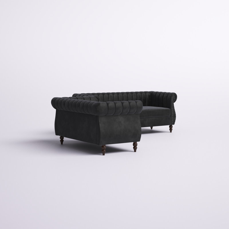 Ensemble de salon Titus Velvet, Velours noir