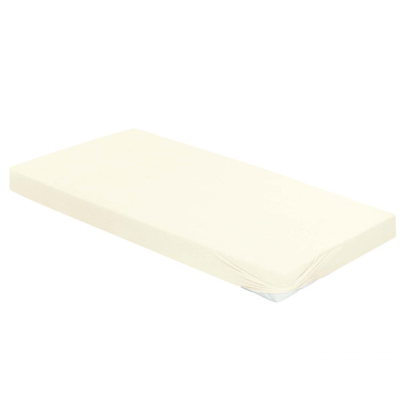 Vesuv 100% Cotton Jersey Knit Fitted Sheet, 200 x 200 cm, Cream