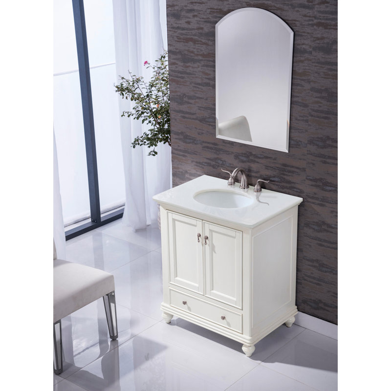 Otto 30'' Single Bathroom Vanity with Top, Antique White, Ivory White