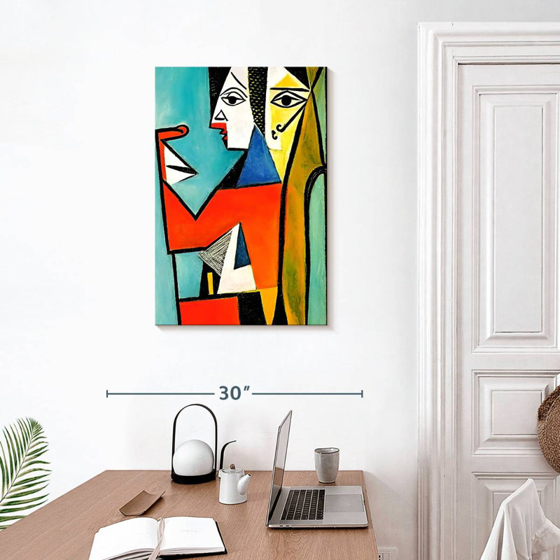 Leisha les jumeaux - dans le style de Picasso, H 30 po x l 20 po
