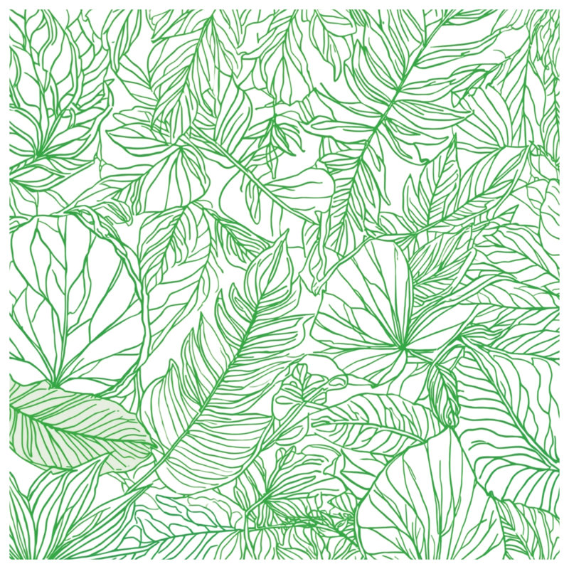 Green Leaf Line, 50 po x 92 po - 1 panneau, Transparent