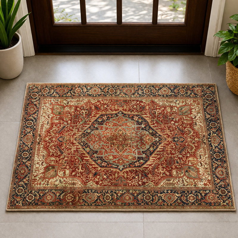 Oriental Machine Tufted Shag Area Rug, Rectangle 40 x 60 cm
