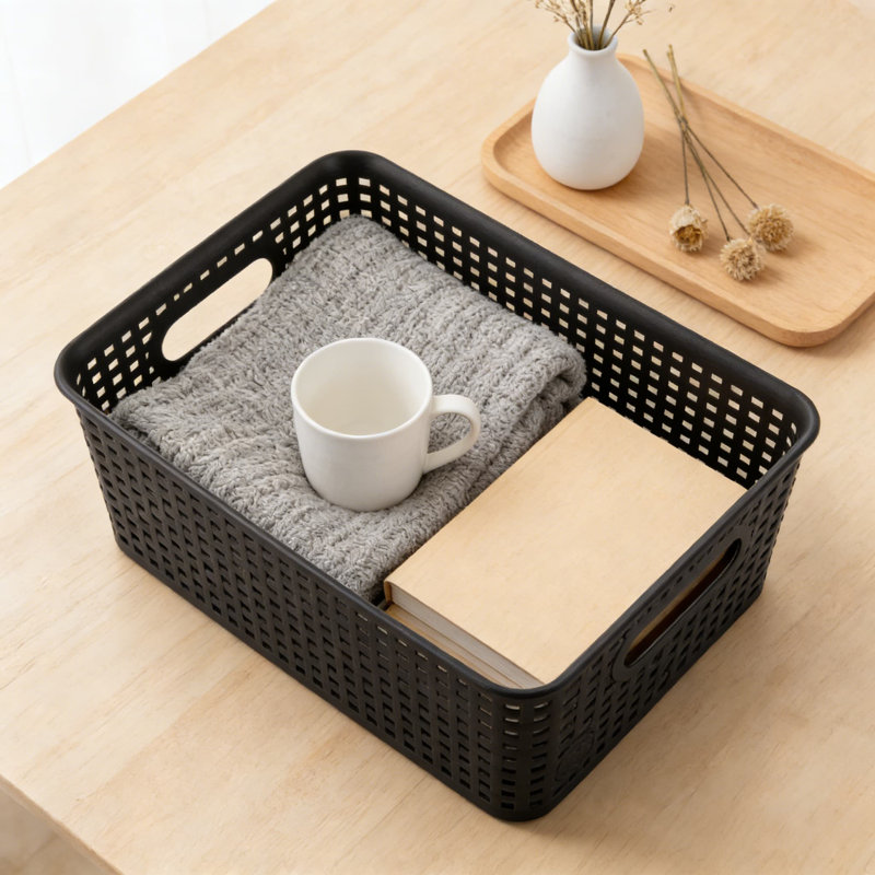 Stackable Plastic Storage Baskets Set Of 6, Small Organizer Bins For Shelves, Closets, Countertops, Cabinets, And Home Organization