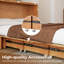 Grand lit escamotable en bois massif, lit escamotable escamotable avec station de charge USB, finition chêne, lit plateforme peu encombrant pour chambre d'amis et bureau personnel (matelas à trois volets inclus)