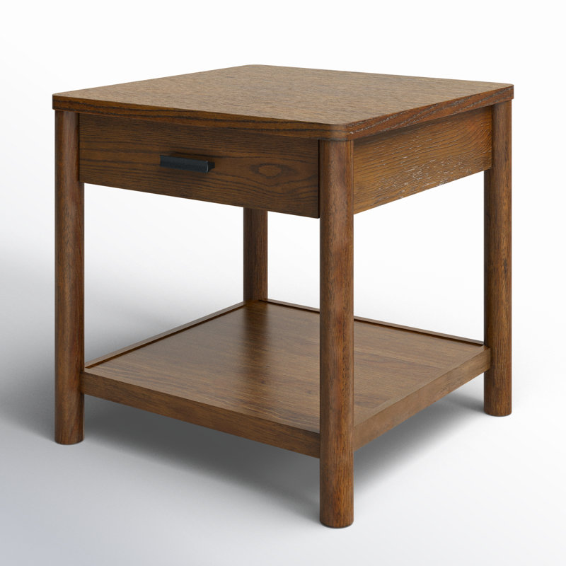 Jaylessa Wood 1 Drawer End Table, Medium Oak
