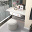 Table basse ronde avec repose-pieds avec plateau rabattable, gris-482563901