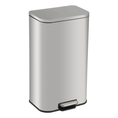 Stainless Steel Step Trash Can with Soft-Close Lid, 3.2/5.3/8/13.2 Gallon Garbage Bin for Home Kitchen Office