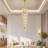 Spiral  Tiered Chandelier High Ceiling LED Long Pendant Light With Gold Frame-401446462-401446459-401446468