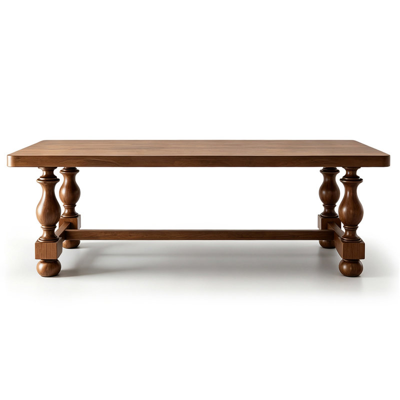 Walnut Rectangular Solid Wood Dining Table, 29.53"H×86.61"L×31.5"W