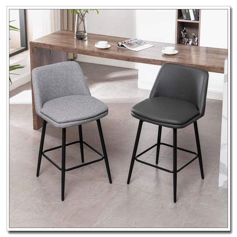Tabourets de bar pivotants en similicuir, Noir