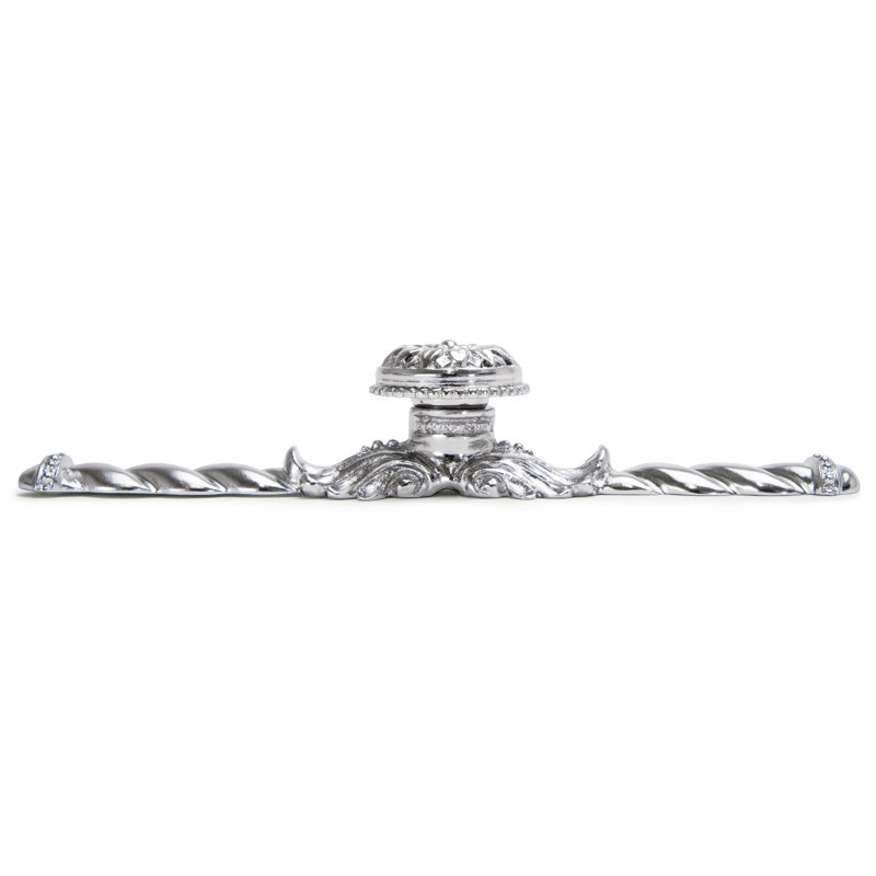 Acanthus large knob with flared foot Rosette style with large backplatein Satin, Chrome