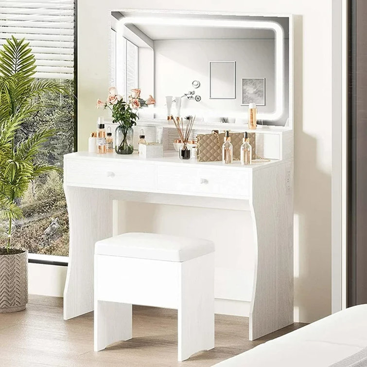 These 17 Bathroom Vanities with a Makeup Table Make Getting Ready Feel Fun