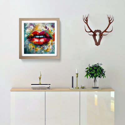 Lips Abstract Expressionism - Framed Print
