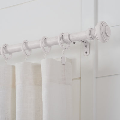 Mode Farmhouse Collection 1 1/8 in Diameter Curtain Rod Set with Porch Doorknob Finials and Steel Wall Mounted Adjustable Rod