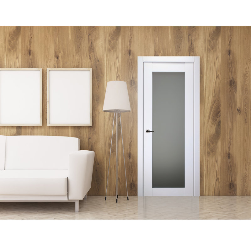 Polar White Solid Core Pine Interior Door with Frosted Glass