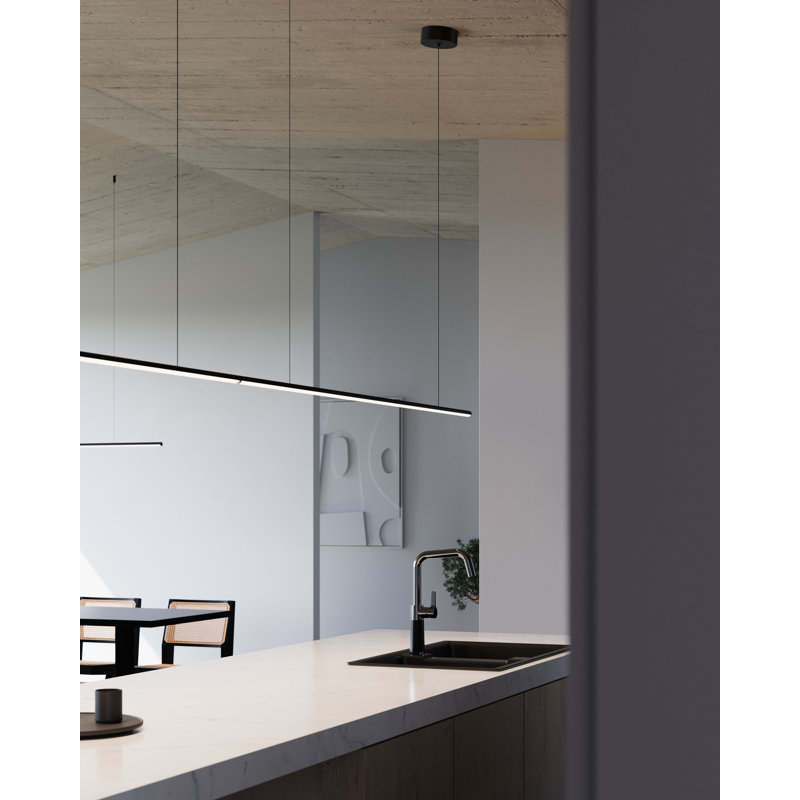 Fino 1 - Light LED Pendant, 3000, Black, 0.75" H x 70" W x 0.75" D
