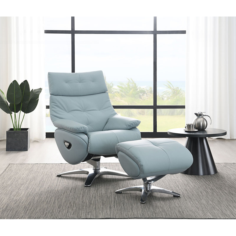 Fauteuil d'appoint en cuir fleur avec repose-pieds, fauteuil pivotant et fauteuil de salon