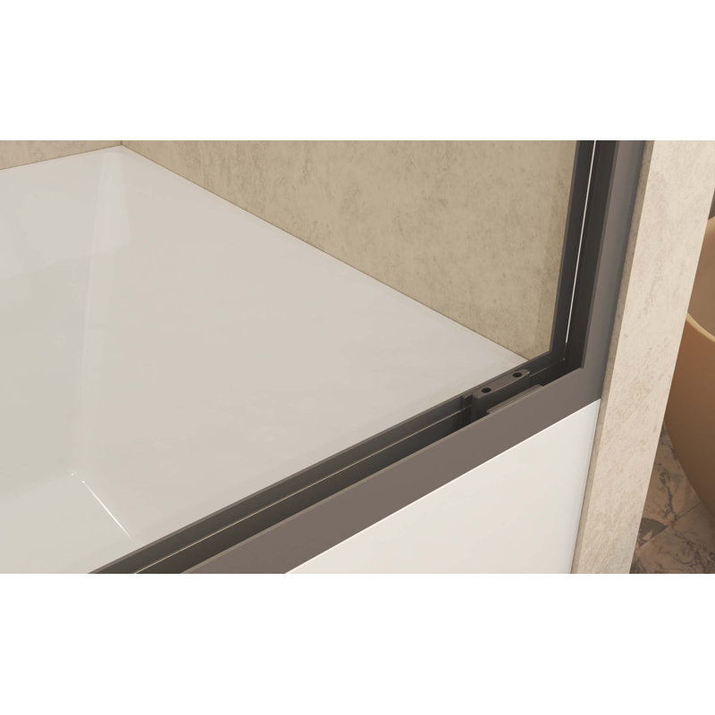 Tempered Glass With Explosion Proof Film,Aluminum Frame Double Sliding Shower Door,Stainless Steel Handle, Brush Nickel