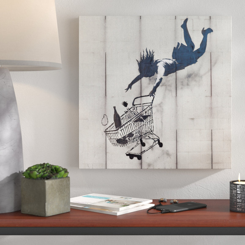 Shop Until You Drop by Banksy - Wrapped Canvas Print, 122 cm H x 122 cm W x 4 cm D