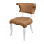 Round Back Dining Chair With Matte White Lacquer Legs Upholstered In Camel Faux Leather