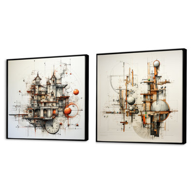 Surrealism Analytic Illistration - Surrealism Square Collage Set Of 3
