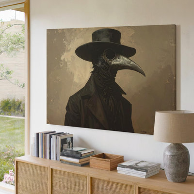 Sinister Plague Doctor Vintage Gothic Halloween Portrait Art Canvas Wall Art Ready To Hang Gallery Wrapped Home Decor Modern Design