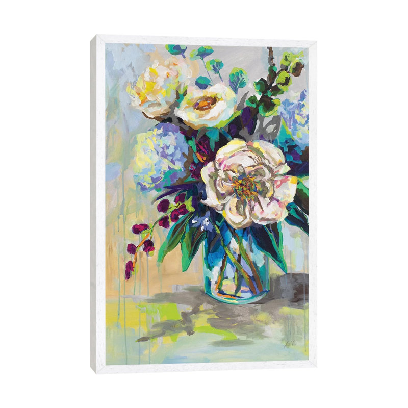 Glowing by Jeanette Vertentes - Painting on Canvas, 66.04cm H x 45.72cm W x 3.81cm D, White Framed