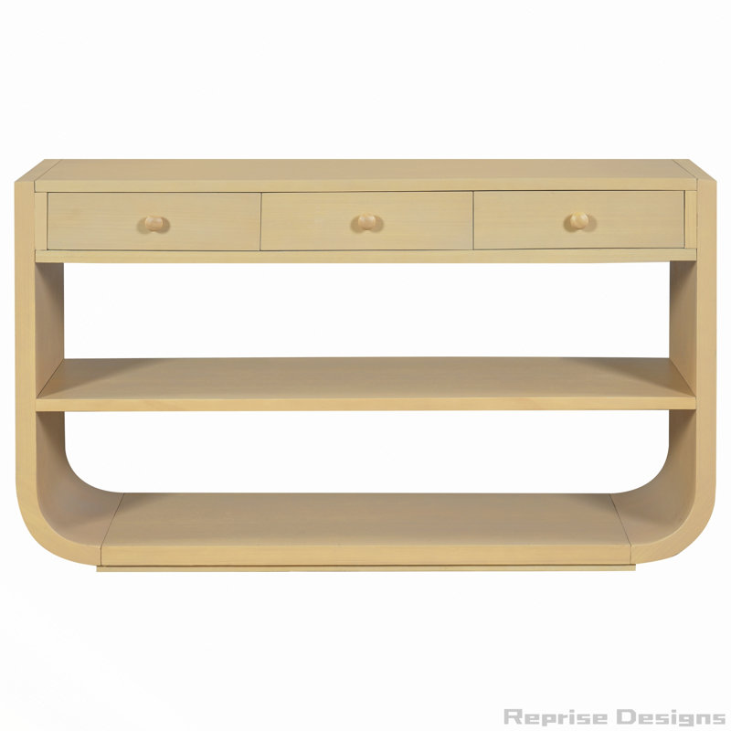 Console moderne avec 3 tiroirs à fermeture en douceur et 2 tablettes ouvertes, base en bois massif, table d'entrée pour le vestibule