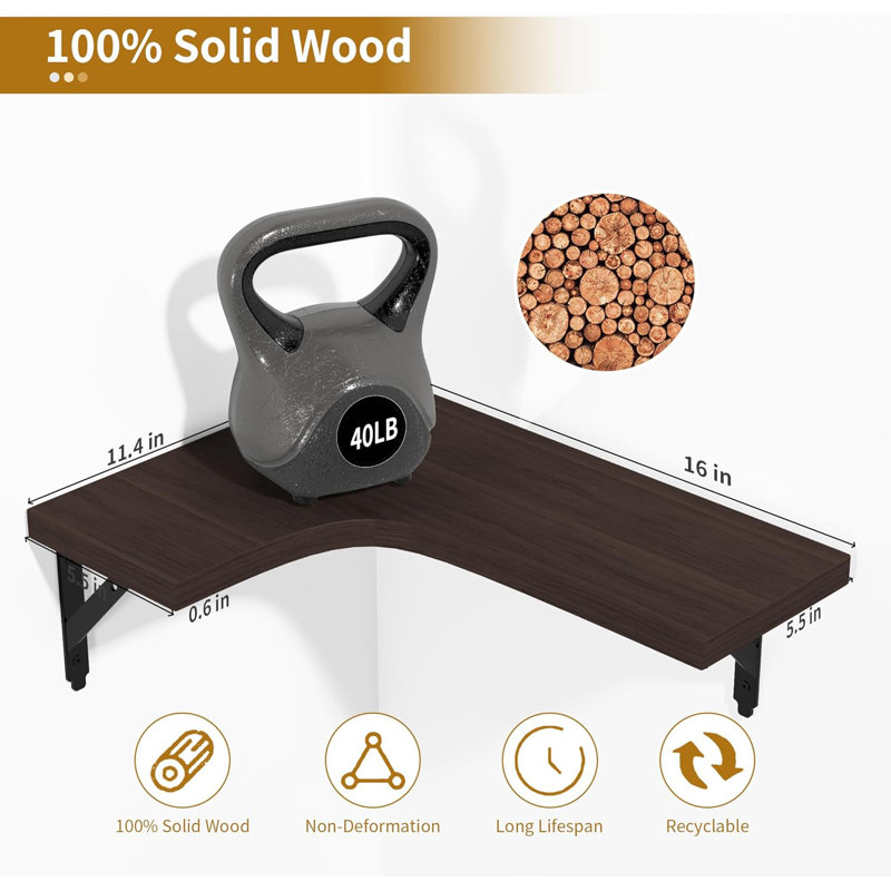 Ensemble de 4 tablettes d'angle flottantes, Walnut