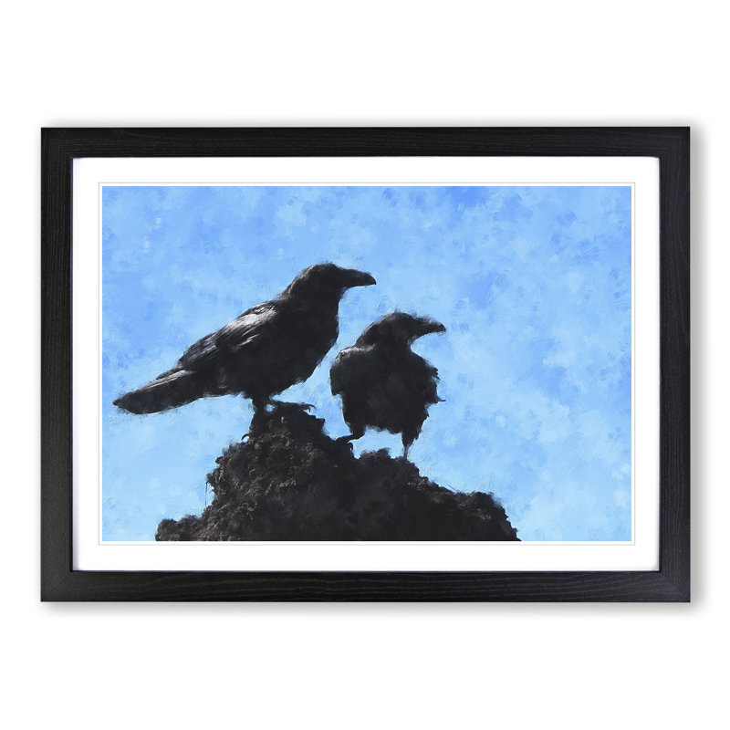 Two Crows - Framed Print, Black Framed, 48cm H x 65cm W x 2cm D