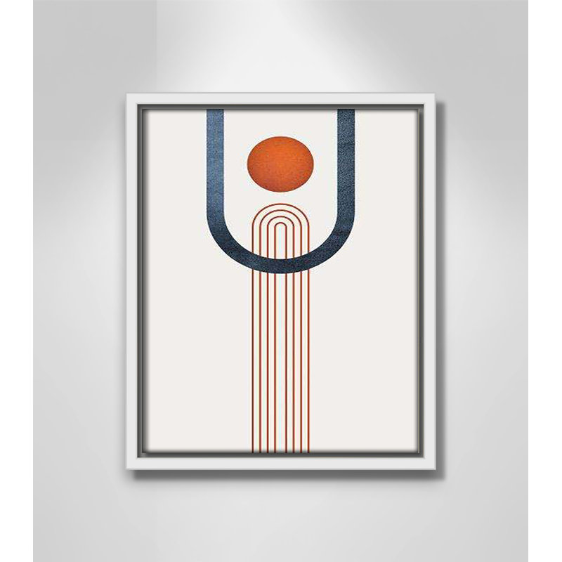 «Minimalist Mid Century Orange Navy III» par Urban Epiphany, reproduction sur toile flottante, H 11,5 po x l 9,5 po x P 2 po