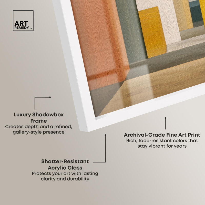«Earthen Pillars Boho», reproduction d'art abstrait par Art Remedy, H 13 po x l 13 po, Blanc