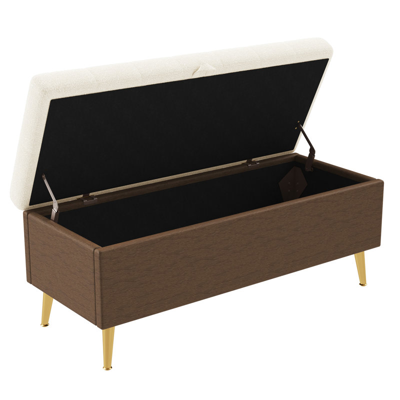 Banc de rangement avec repose-pieds Modern, Beige