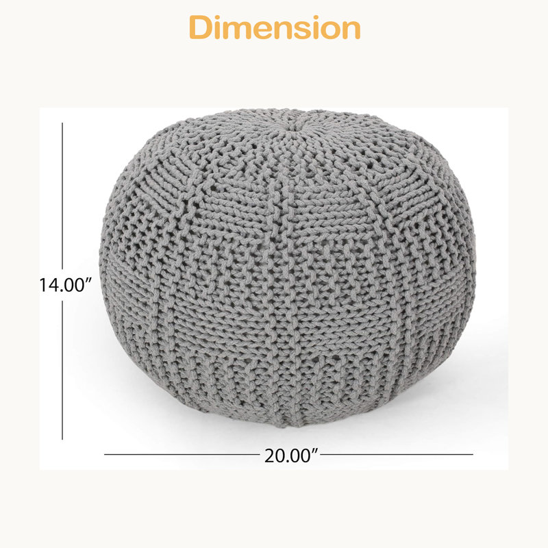 Pouf tricoté en coton 20 X 20