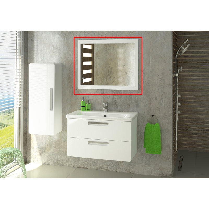 Mcduff Glass Flat Wall Mirror, Arctic White HG