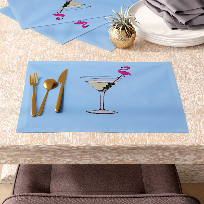Josefien Polyester Food & Drink Rectangle Placemat, Pale Blue