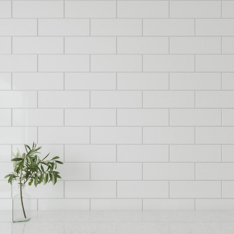 Glass Subway 4" x 12" Wall Tile, Agreeable Gray