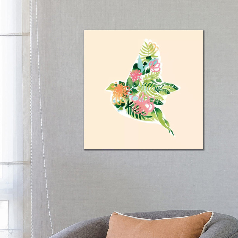Foliage And Feathers I by June Erica Vess - Wrapped Canvas Painting, 66.04 cm H x 66.04 cm W x 3.175 cm D