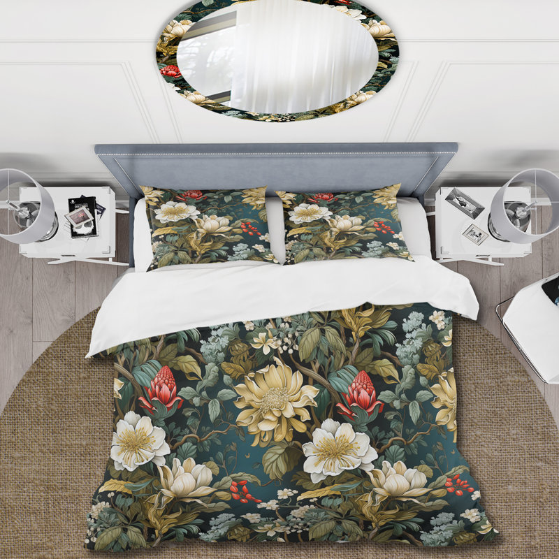 Enchanted Gardens I - Japanese Duvet Cover Set, Queen Duvet Cover + 2 Standard Shams