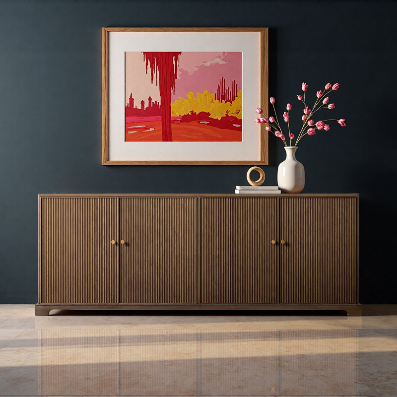 Buffet pratique de style rétro, H 31,89 po x l 72,05 po x P 19,69 po, Brown