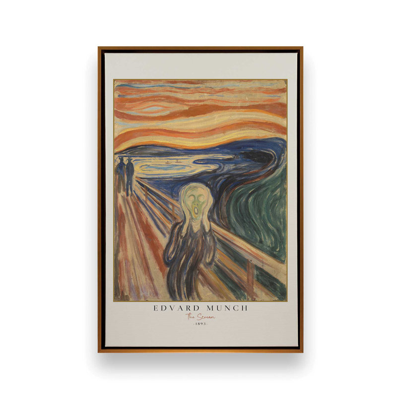 The Scream par Edvard Munch v3, H 30,75 po x l 20,75 po, Cadre flottant or poli