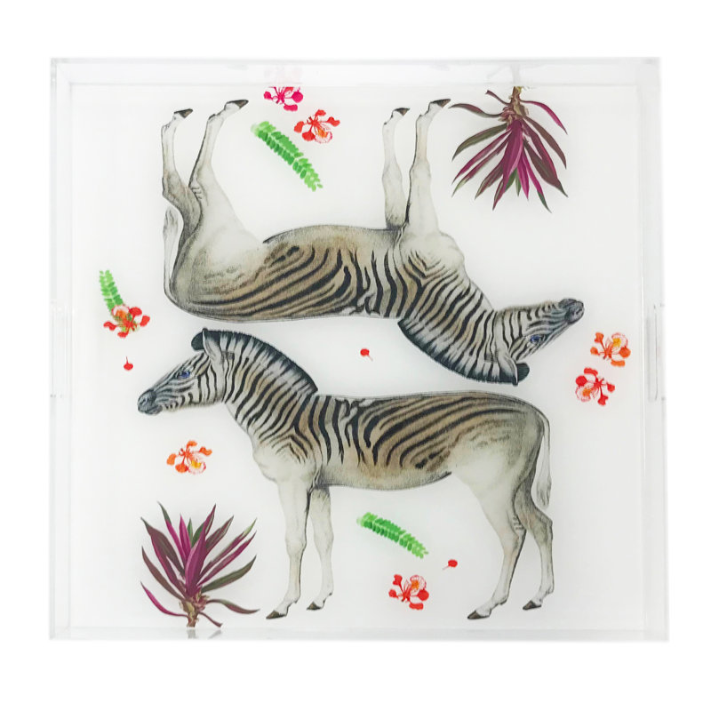 Zebra Seeing Double Acrylic Decorative Tray