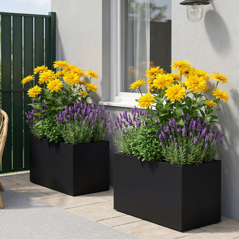 Jardinières en métal l 16 po x H 10 po Elio, L 16 po x H 10 po