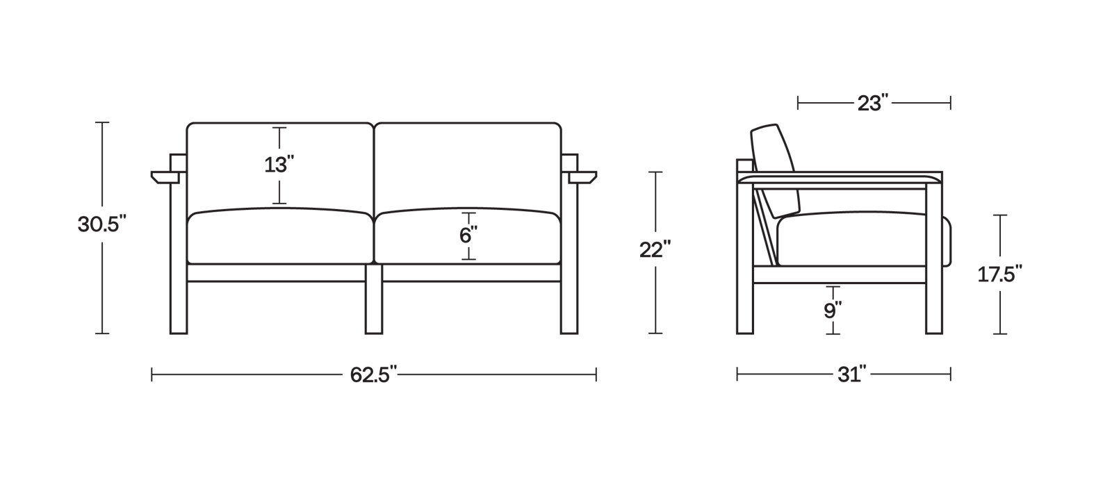 Haven 63" Sunbrella® Patio Loveseat, Sunbrella Leaf