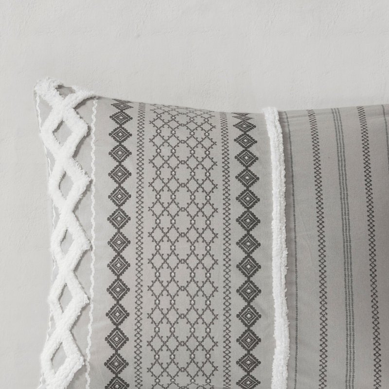 Ensemble d'édredon en coton avec chenille gris, Très grand édredon