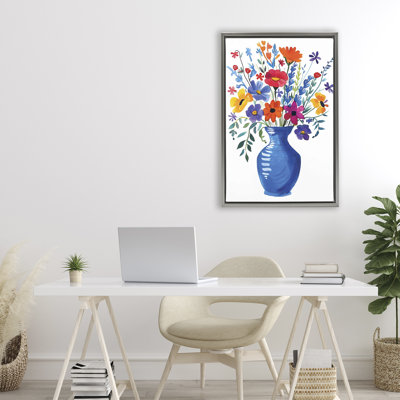 Colourful Bouquet Blue Red Floating Frame, design by LSR Design Studio