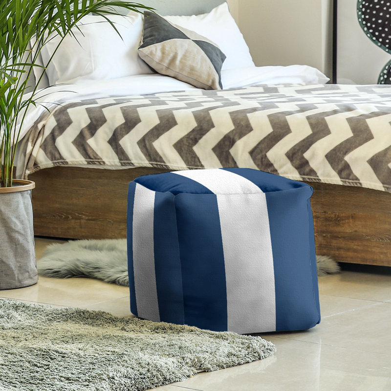 Repose-pieds 13 po, H 13 po x l 13 po x P 13 po, Bleu marine / blanc