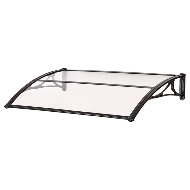 Dakota Fields 1.4cm W x 0.74cm D Plastic Clear Cover Retractable Door / Window Awning, Black